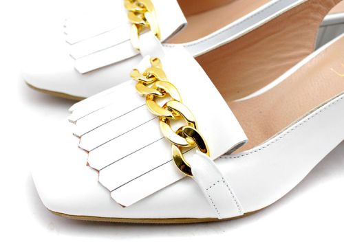 Pantofi formali dama alb, model Adora.