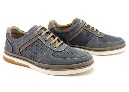 Pantofi casual barbatesti de culoare albastru denim - Model Dobril.
