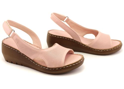 Sandale de dama din piele naturala de culoare roz - Model Rusalka.