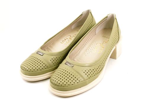 Дамски летни обувки от естествена кожа в резеда - Модел Евита