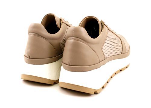 Дамски спортни летни обувки от естествена кожа във визонено - Модел Вероника.