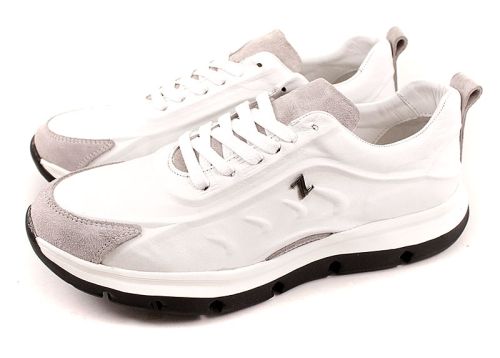 Мъжки спортни обувки от естествена кожа в бяло - Модел Корнел