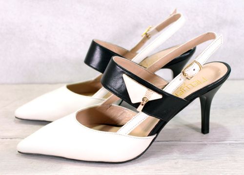 Дамски официални сандали в бежово и черно - Модел Ема