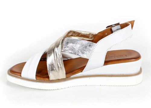 "Luccia" – Дамски сандали от естествена кожа с кръстосани каишки в бяло, златно и сребристо