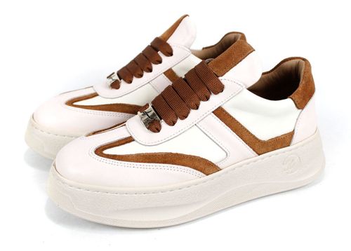 Golden Ray – Дамски сникърси от естествена кожа с модерна визия и велурени акценти