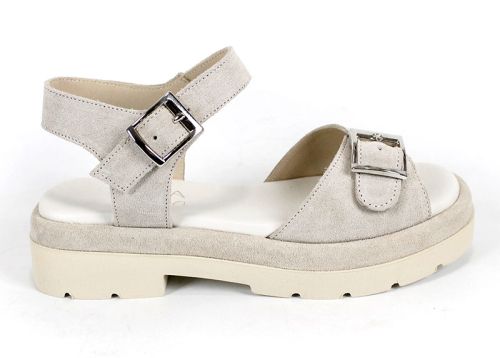 Дамски сандали Terra Vibe от естествен велур в бежово с катарами и платформа-6