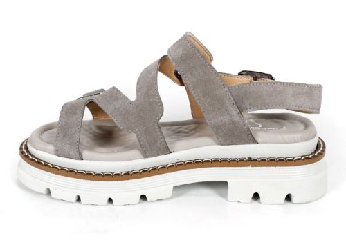 Дамски сандали Terra Rise от естествен велур в цвят визон с бяла платформа