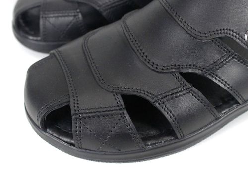 Tempo Sole – мъжко черно кожено сабо с велкро