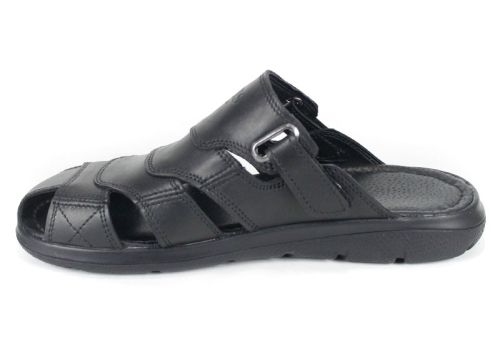 Tempo Sole – мъжко черно кожено сабо с велкро