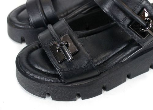 дамски сандали от черна естествена кожа с платформа Bella Notte