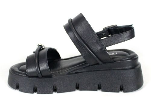 дамски сандали от черна естествена кожа с платформа Bella Notte