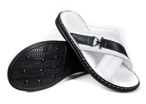 castello fine мъжки чехли бели с тъмносин акцент