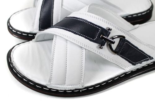 castello fine мъжки чехли бели с тъмносин акцент