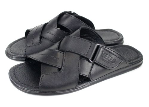 Мъжки чехли Nero Flexo от естествена кожа в черен цвят