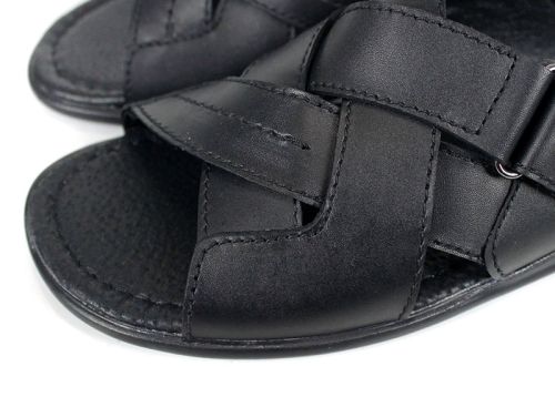 Мъжки чехли Nero Flexo от естествена кожа в черен цвят