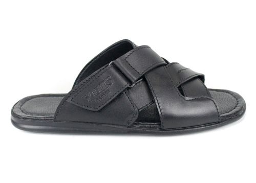 Мъжки чехли Nero Flexo от естествена кожа в черен цвят