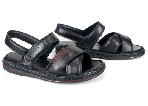 мъжки сандали от естествена кожа Notte Classico черен цвят
