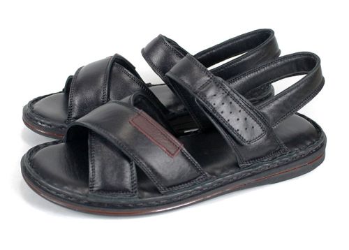 мъжки сандали от естествена кожа Notte Classico черен цвят