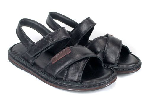 мъжки сандали от естествена кожа Notte Classico черен цвят