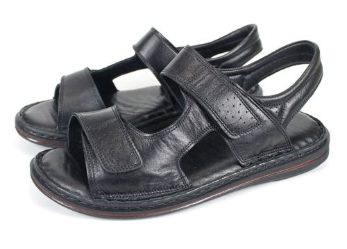 Мъжки сандали от естествена кожа Sabbia Vivo – черни с велкро