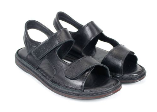 Мъжки сандали от естествена кожа Sabbia Vivo – черни с велкро