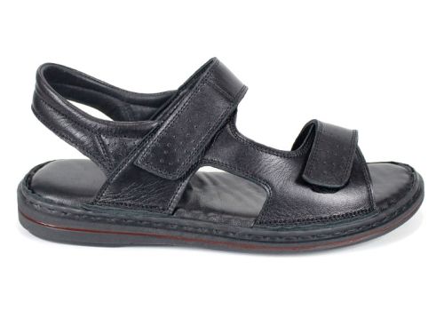 Мъжки сандали от естествена кожа Sabbia Vivo – черни с велкро