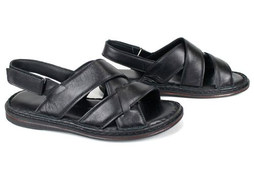 Мъжки сандали от естествена кожа Notte Vario в черен цвят