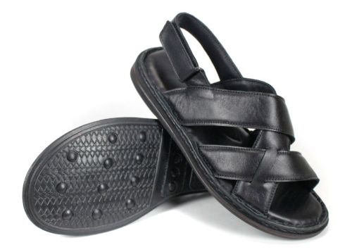 Мъжки сандали от естествена кожа Notte Vario в черен цвят