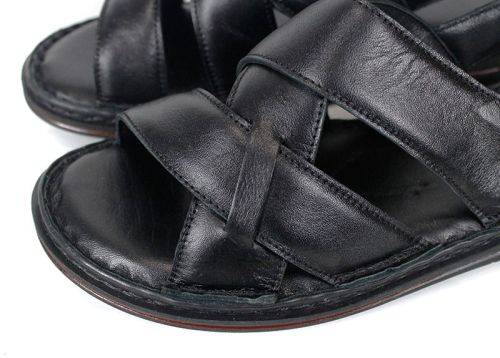 Мъжки сандали от естествена кожа Notte Vario в черен цвят