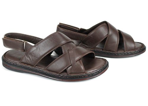 Мъжки сандали Notte Vario от естествена кожа в тъмно кафяв цвят