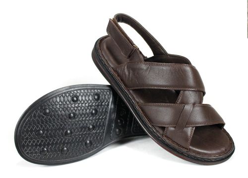 Мъжки сандали Notte Vario от естествена кожа в тъмно кафяв цвят