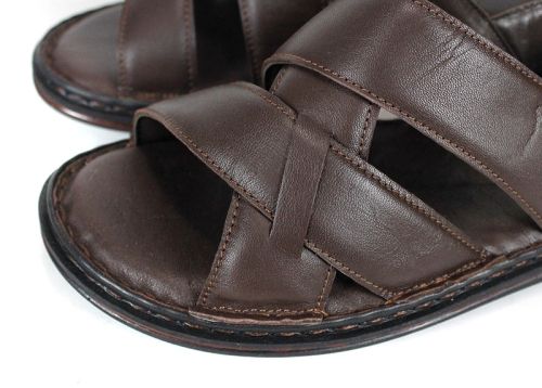 Мъжки сандали Notte Vario от естествена кожа в тъмно кафяв цвят