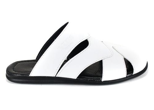 Мъжки чехли Castro Line от естествена кожа в бяло