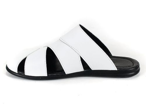 Мъжки чехли Castro Line от естествена кожа в бяло