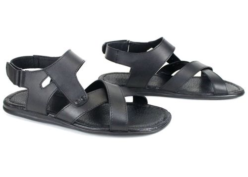 Мъжки черни сандали от естествена кожа Nero Classico