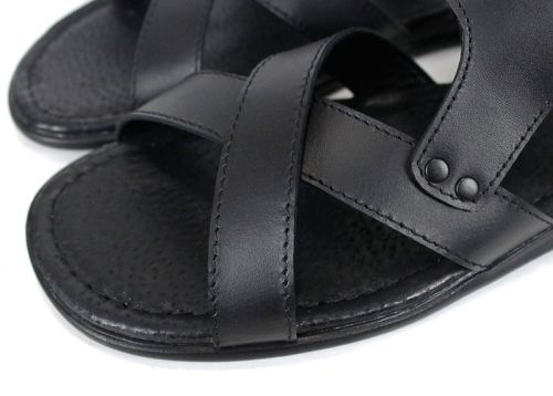 Мъжки черни сандали от естествена кожа Nero Classico