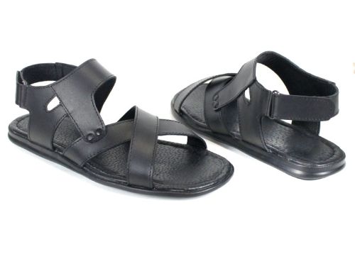 Мъжки черни сандали от естествена кожа Nero Classico