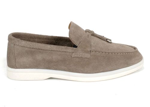 Mystica – дамски мокасини от естествен велур в пясъчен кафяв цвят