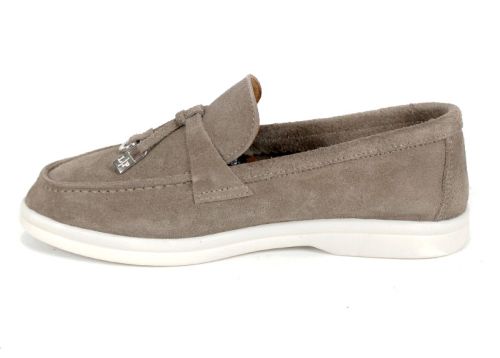 Mystica – дамски мокасини от естествен велур в пясъчен кафяв цвят