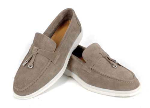 Mystica – дамски мокасини от естествен велур в пясъчен кафяв цвят