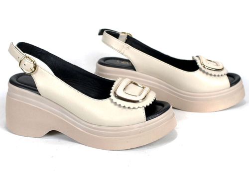 Velura Alto дамски сандали бежов цвят естествена кожа