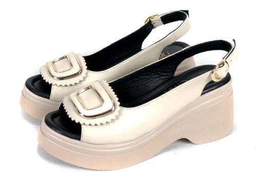 Velura Alto дамски сандали бежов цвят естествена кожа