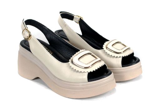 Velura Alto дамски сандали бежов цвят естествена кожа