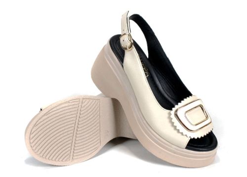 Velura Alto дамски сандали бежов цвят естествена кожа