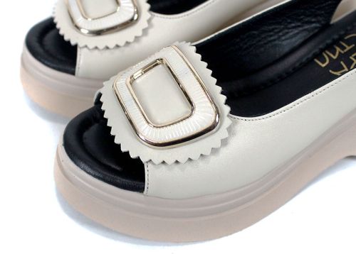 Velura Alto дамски сандали бежов цвят естествена кожа