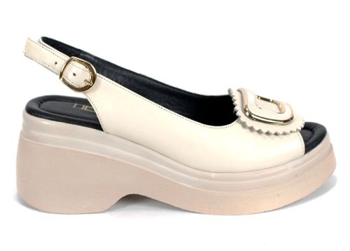 Velura Alto дамски сандали бежов цвят естествена кожа