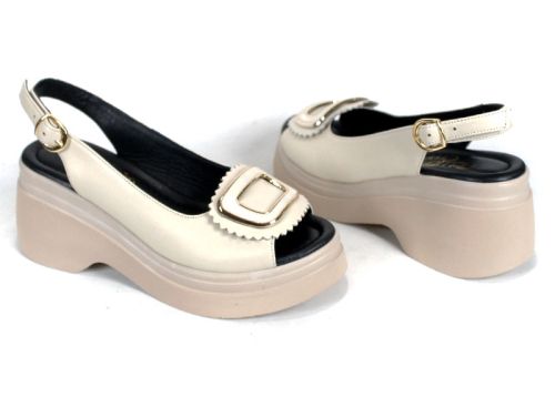 Velura Alto дамски сандали бежов цвят естествена кожа