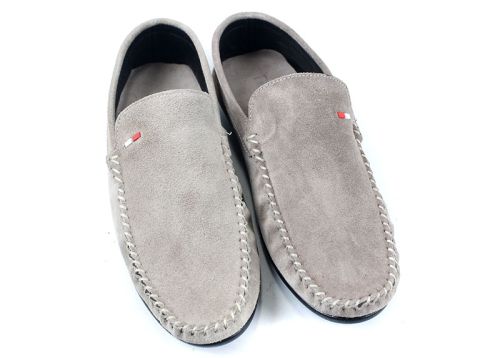 Преоценени мъжки, велурени мокасини във визонен цвят - Модел Алберто.