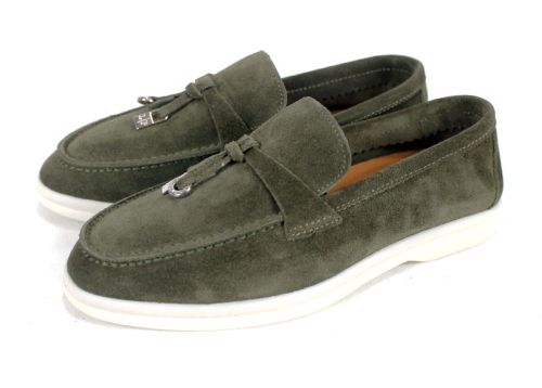 Мистика – дамски мокасини от естествен велур каки с гъвкаво ходило и кожена стелка