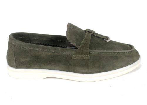 Мистика – дамски мокасини от естествен велур каки с гъвкаво ходило и кожена стелка